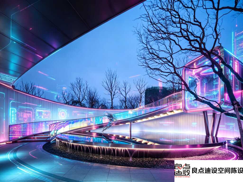 赛博风售楼处景观软装设计✨：打破常规的未来感视觉冲击🌃